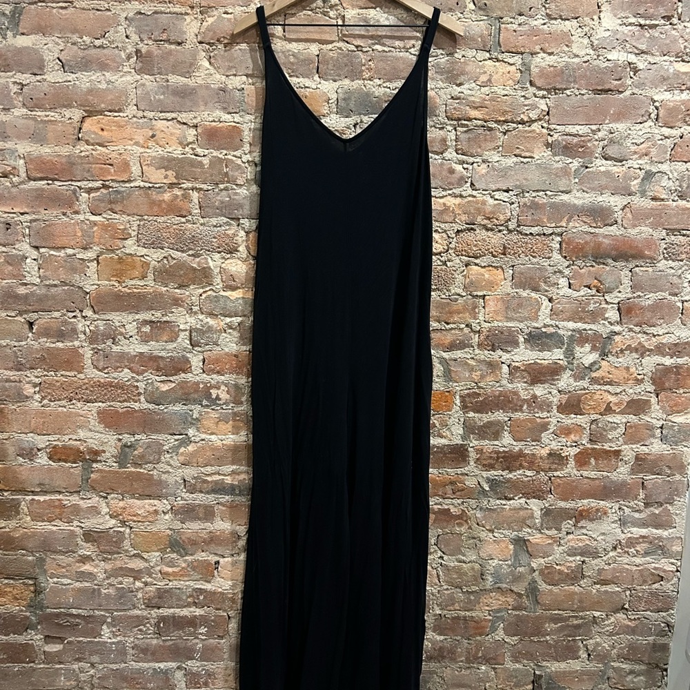 Athleta Black Slip Maxi Dress with V-Neck